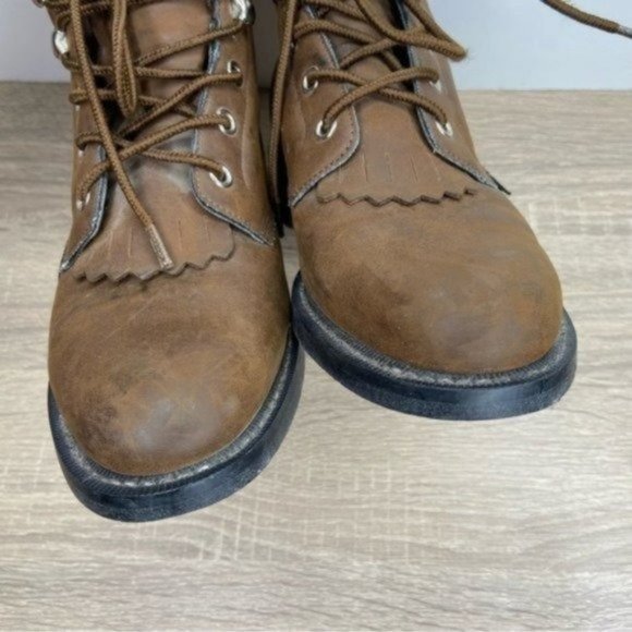 Justin Basics Brown Leather Ankle Boots Size 6.5 - Picture 3 of 9